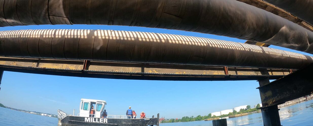 transfer station pipelines side view above water GoPro photo